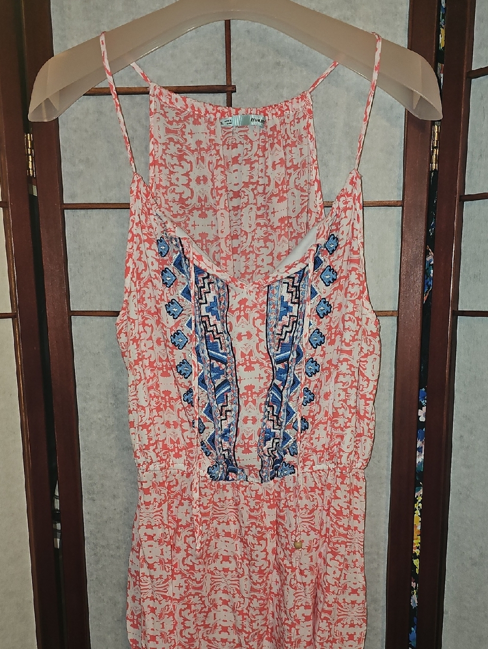 Maurices Coral and White Printed Tank